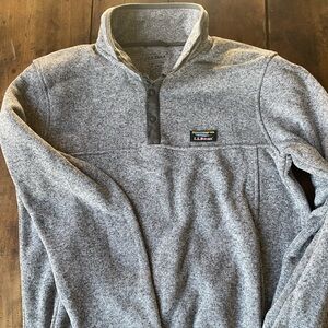 L.L. Bean Heather Gray Snap Collar Pullover